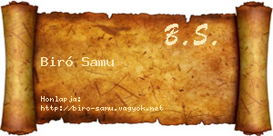 Biró Samu névjegykártya